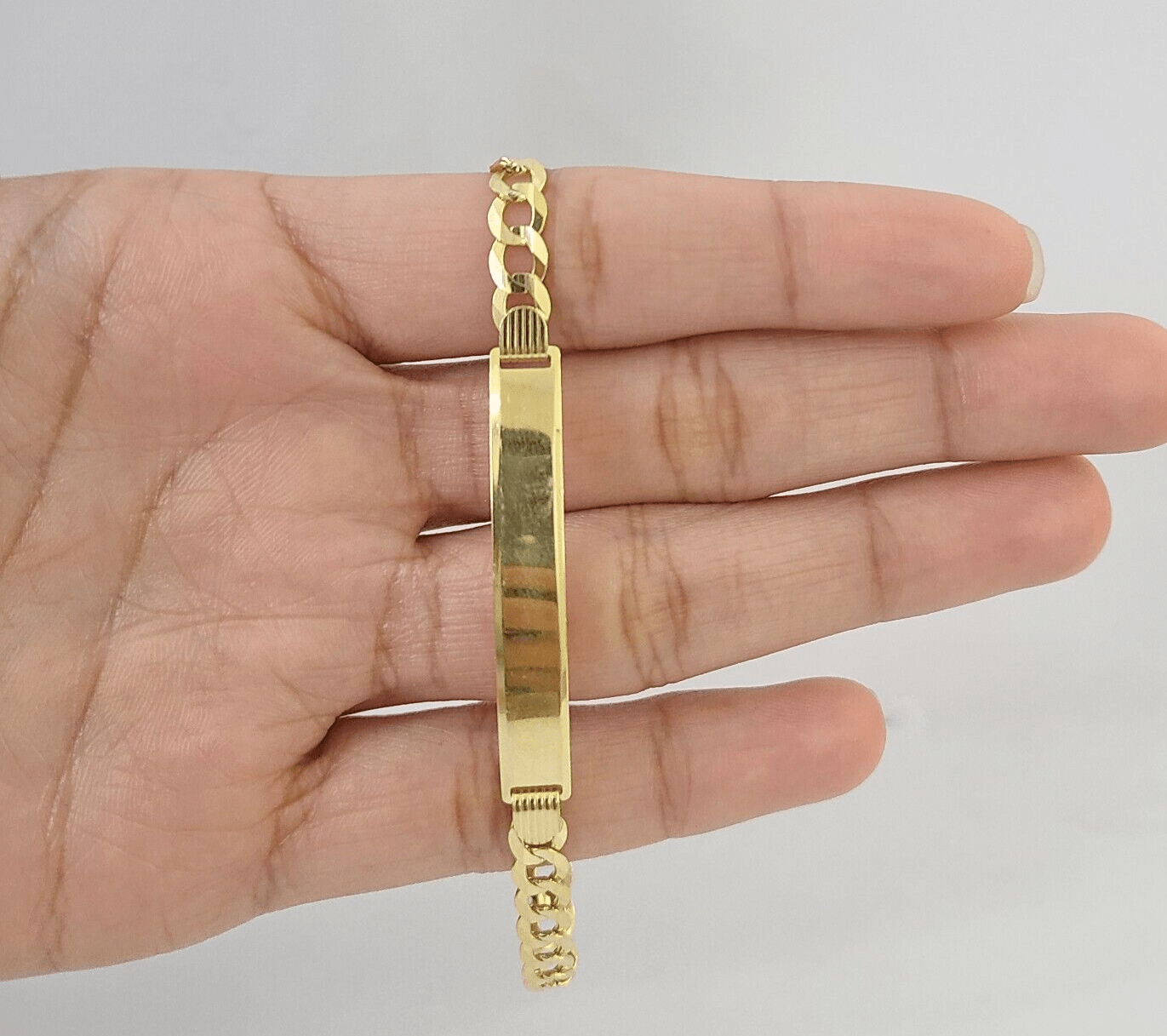 10k Yellow Gold 8" Inch Cuban Link ID Bracelet 6mm Lobster Clasp Real 10Kt - GoldenlinQ